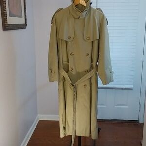 Towne Limits Mens Tan Double Breasted Trench Rain Coat 38 Removal Plaid Linning